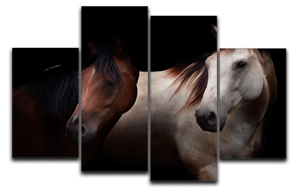 Horses In The Dark 4 Split Panel Canvas - Canvas Art Rocks - 1