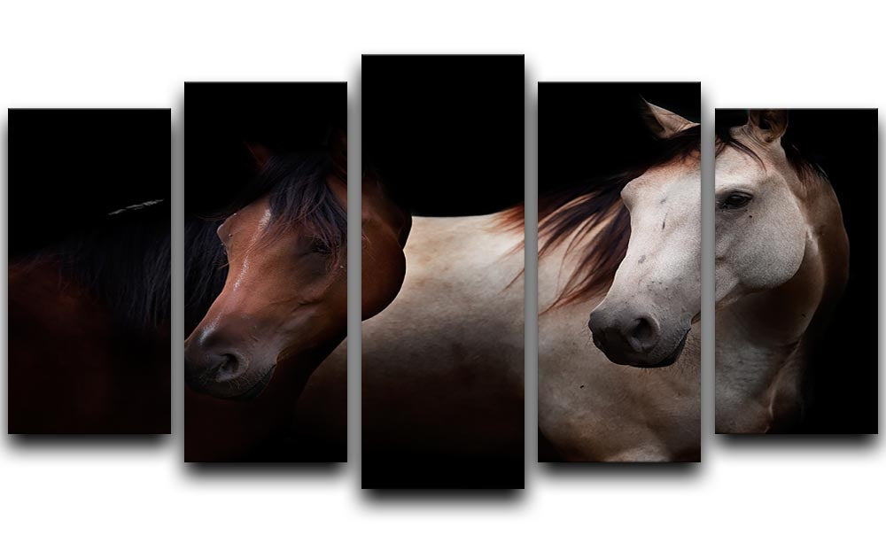 Horses In The Dark 5 Split Panel Canvas - Canvas Art Rocks - 1