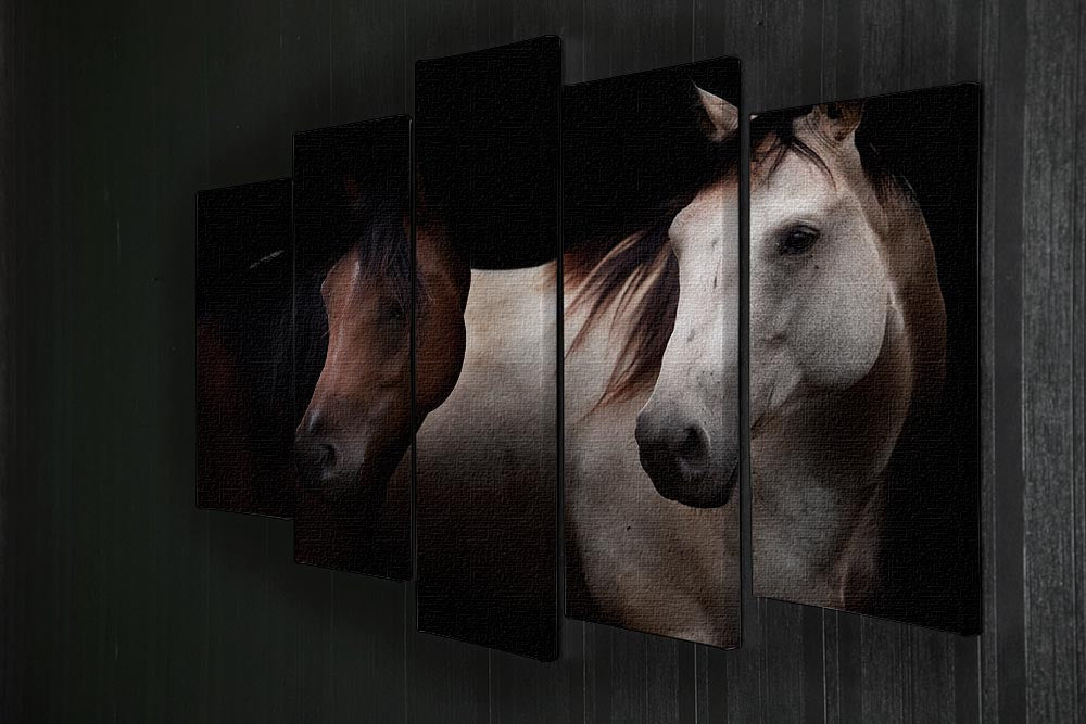 Horses In The Dark 5 Split Panel Canvas - Canvas Art Rocks - 2