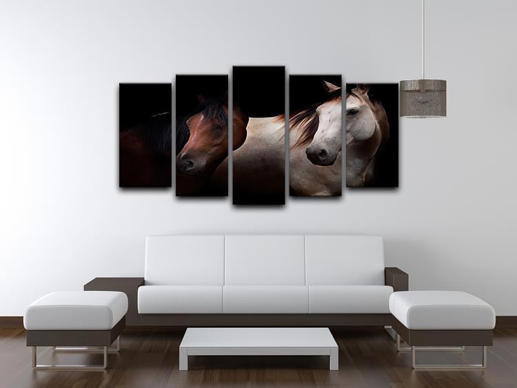 Horses In The Dark 5 Split Panel Canvas - Canvas Art Rocks - 3