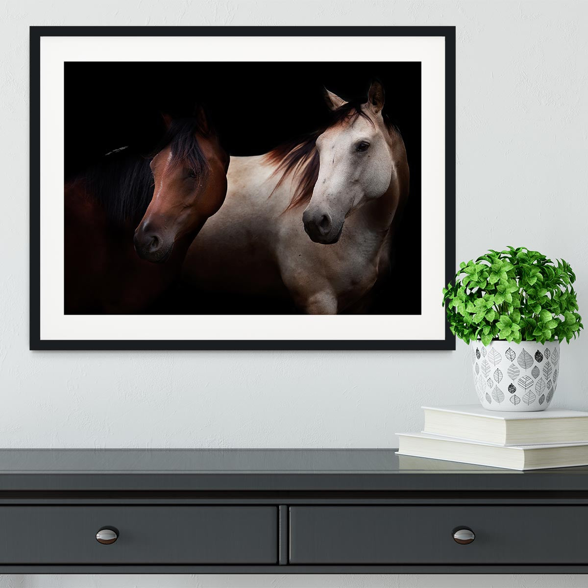 Horses In The Dark Framed Print - Canvas Art Rocks - 1