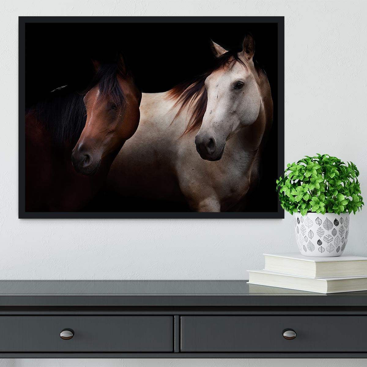 Horses In The Dark Framed Print - Canvas Art Rocks - 2