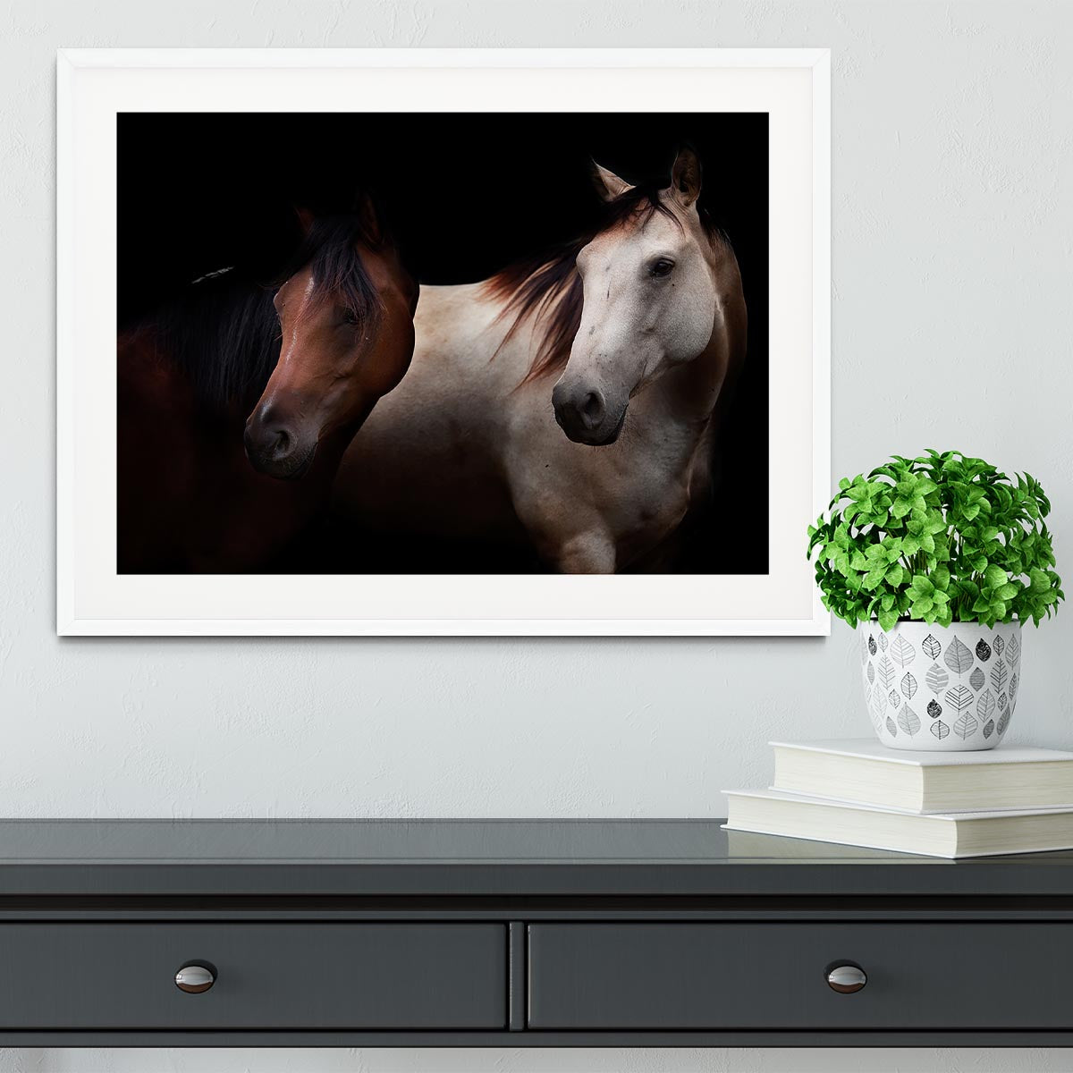 Horses In The Dark Framed Print - Canvas Art Rocks - 5