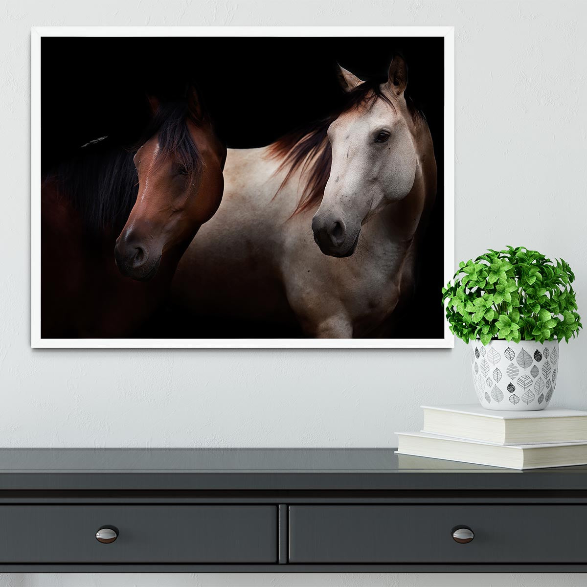 Horses In The Dark Framed Print - Canvas Art Rocks -6