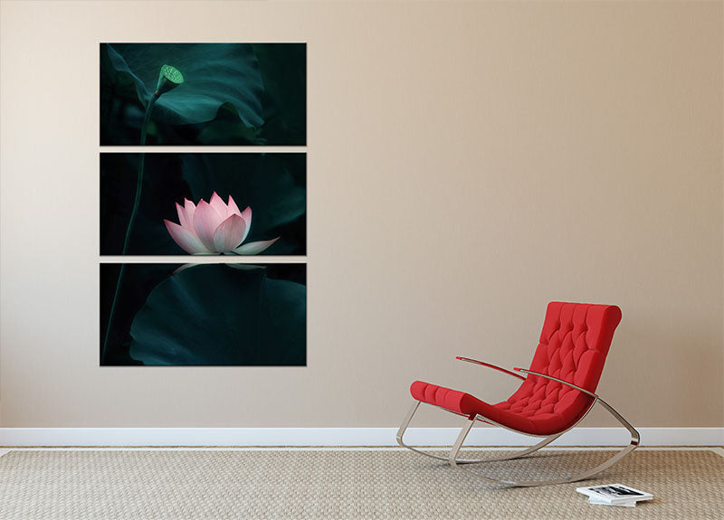 Lotus Flower 3 Split Panel Canvas Print - Canvas Art Rocks - 2