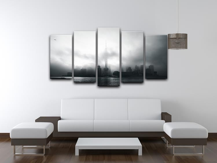 Pudong Early Morning 5 Split Panel Canvas - Canvas Art Rocks - 3