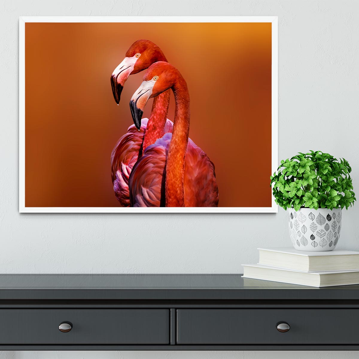 Flamingo Portrait Framed Print - Canvas Art Rocks -6