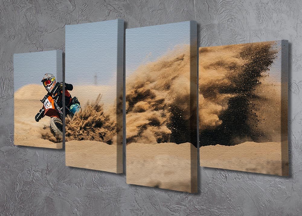 Dirtbike Drift 4 Split Panel Canvas - Canvas Art Rocks - 2