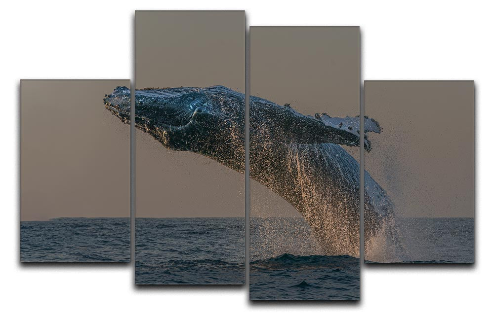 Whale Fliiping Out The Ocean 4 Split Panel Canvas - Canvas Art Rocks - 1
