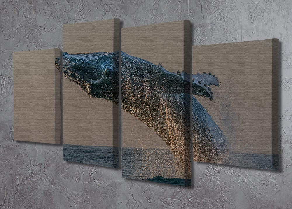 Whale Fliiping Out The Ocean 4 Split Panel Canvas - Canvas Art Rocks - 2