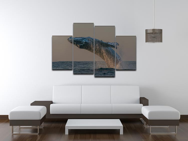 Whale Fliiping Out The Ocean 4 Split Panel Canvas - Canvas Art Rocks - 3