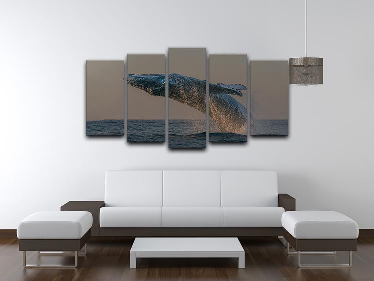 Whale Fliiping Out The Ocean 5 Split Panel Canvas - Canvas Art Rocks - 3