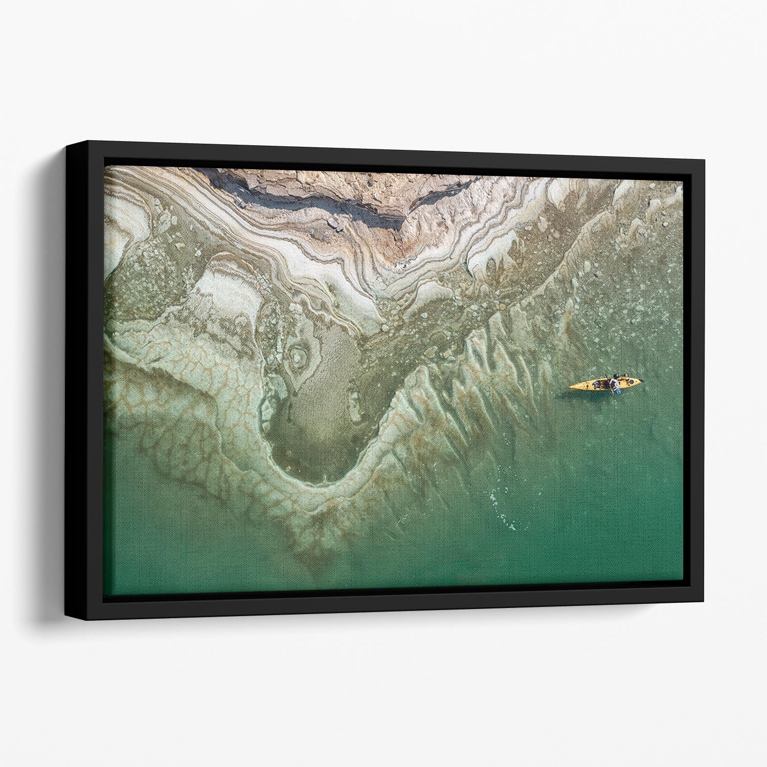 Dead Sea Kayaker Floating Framed Canvas - Canvas Art Rocks - 1