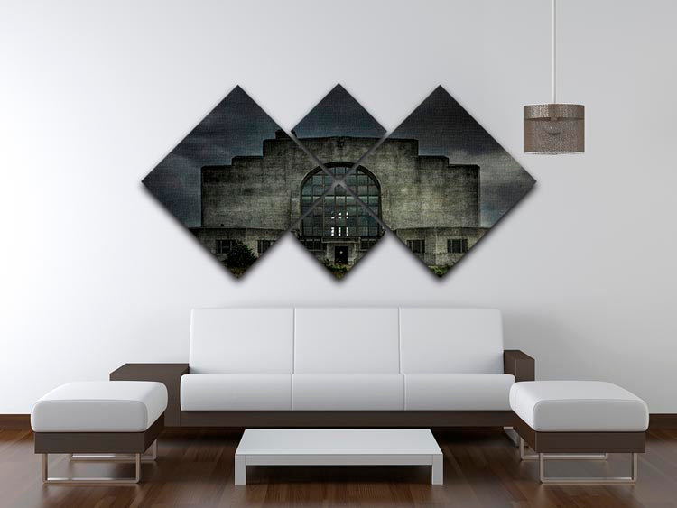 Old Building At Night 4 Square Multi Panel Canvas - Canvas Art Rocks - 3
