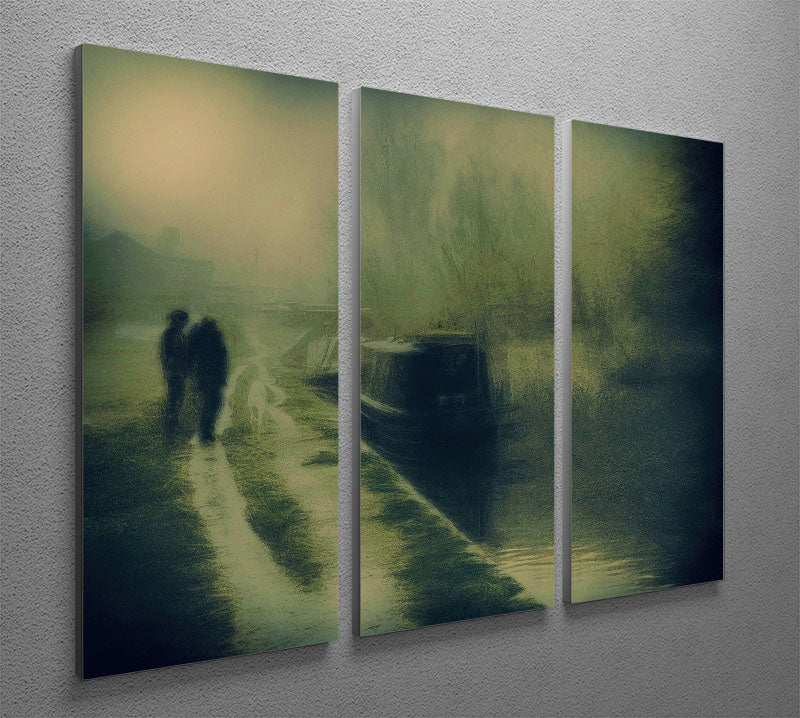 Silhouettes At The Canal 3 Split Panel Canvas Print - Canvas Art Rocks - 2