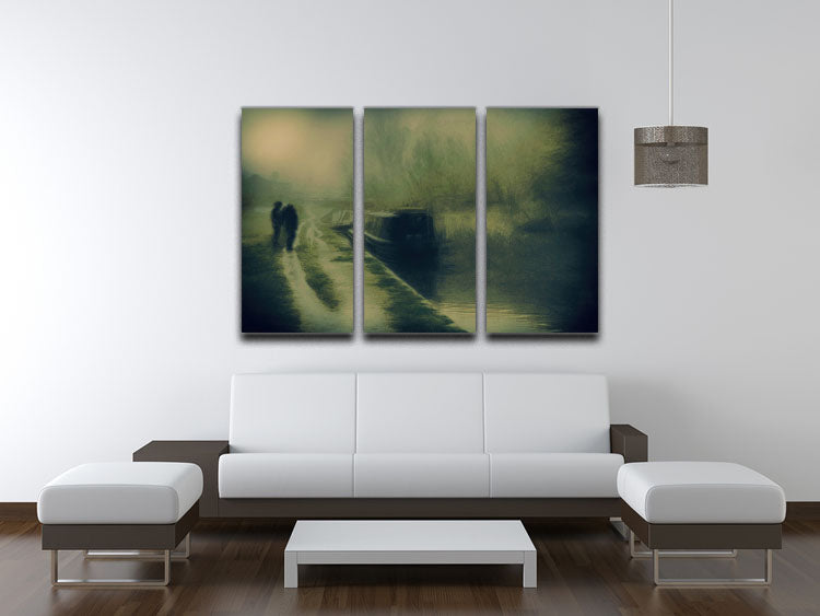 Silhouettes At The Canal 3 Split Panel Canvas Print - Canvas Art Rocks - 3