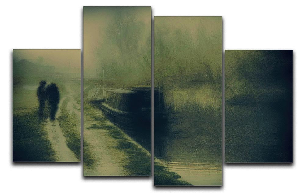 Silhouettes At The Canal 4 Split Panel Canvas - Canvas Art Rocks - 1