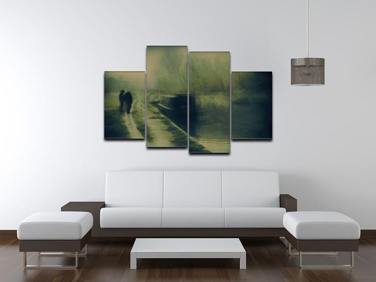 Silhouettes At The Canal 4 Split Panel Canvas - Canvas Art Rocks - 3