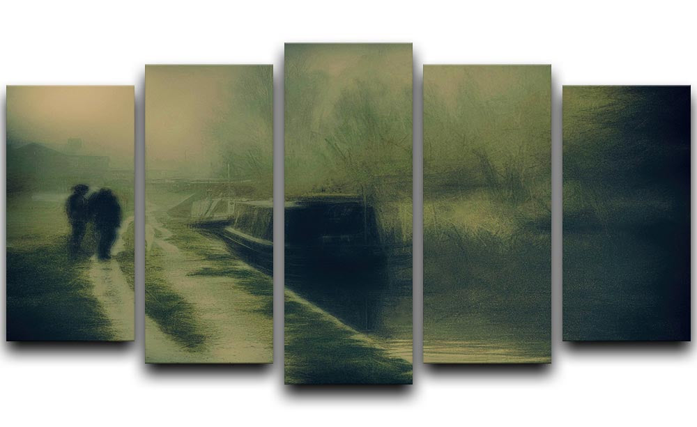 Silhouettes At The Canal 5 Split Panel Canvas - Canvas Art Rocks - 1