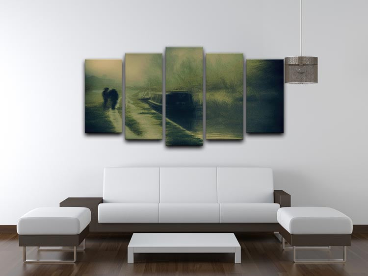 Silhouettes At The Canal 5 Split Panel Canvas - Canvas Art Rocks - 3