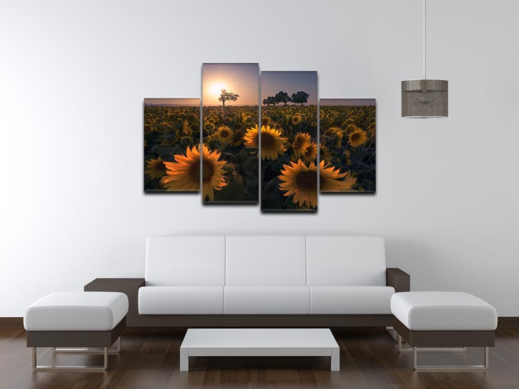 Sunflower Field 4 Split Panel Canvas - Canvas Art Rocks - 3