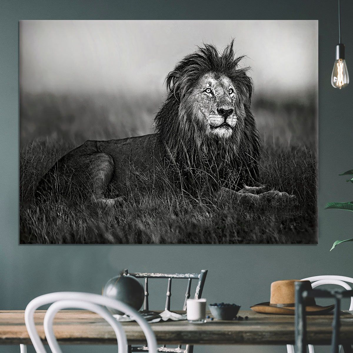 Greyscale Lion Canvas Print or Poster - Canvas Art Rocks - 3
