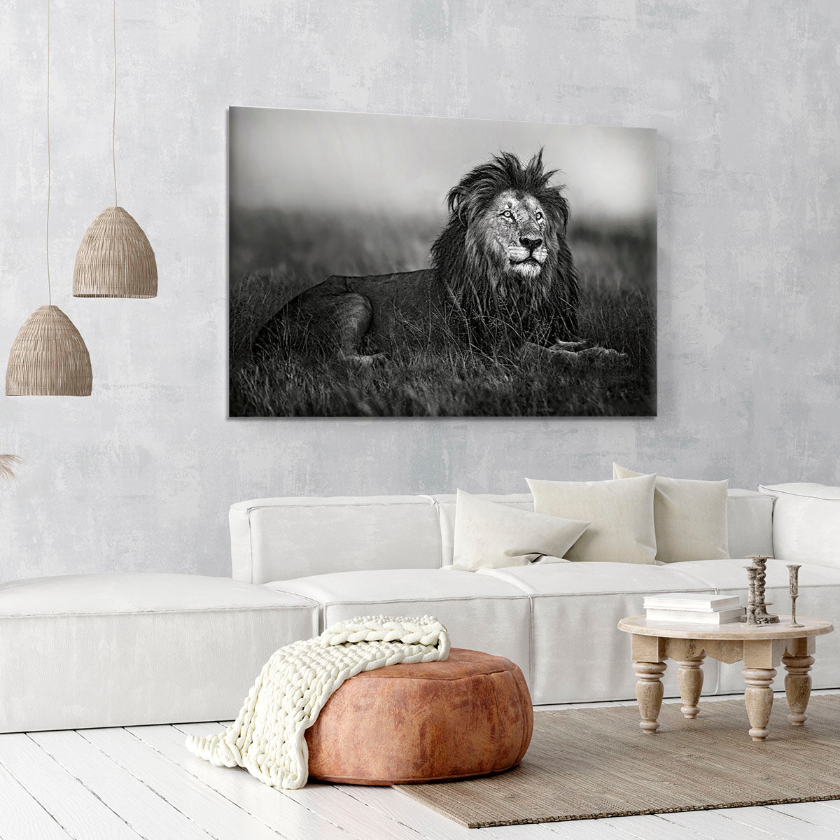 Greyscale Lion Canvas Print or Poster - Canvas Art Rocks - 6