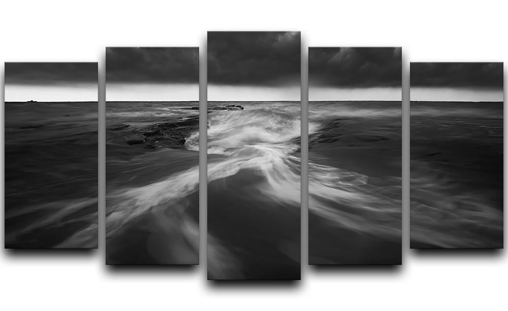 Coastline In Greyscale 5 Split Panel Canvas - Canvas Art Rocks - 1