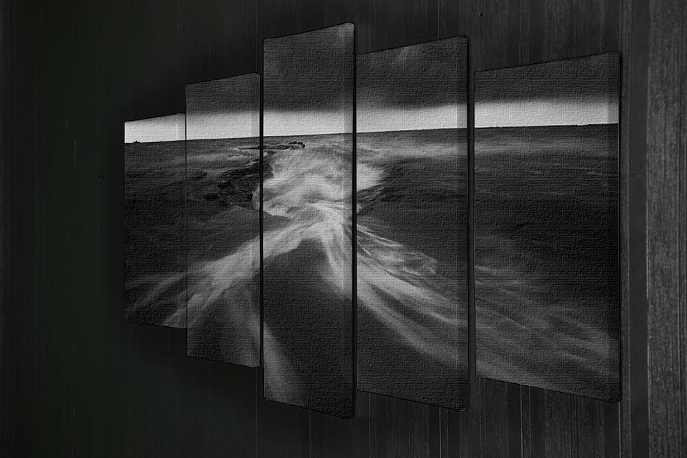 Coastline In Greyscale 5 Split Panel Canvas - Canvas Art Rocks - 2