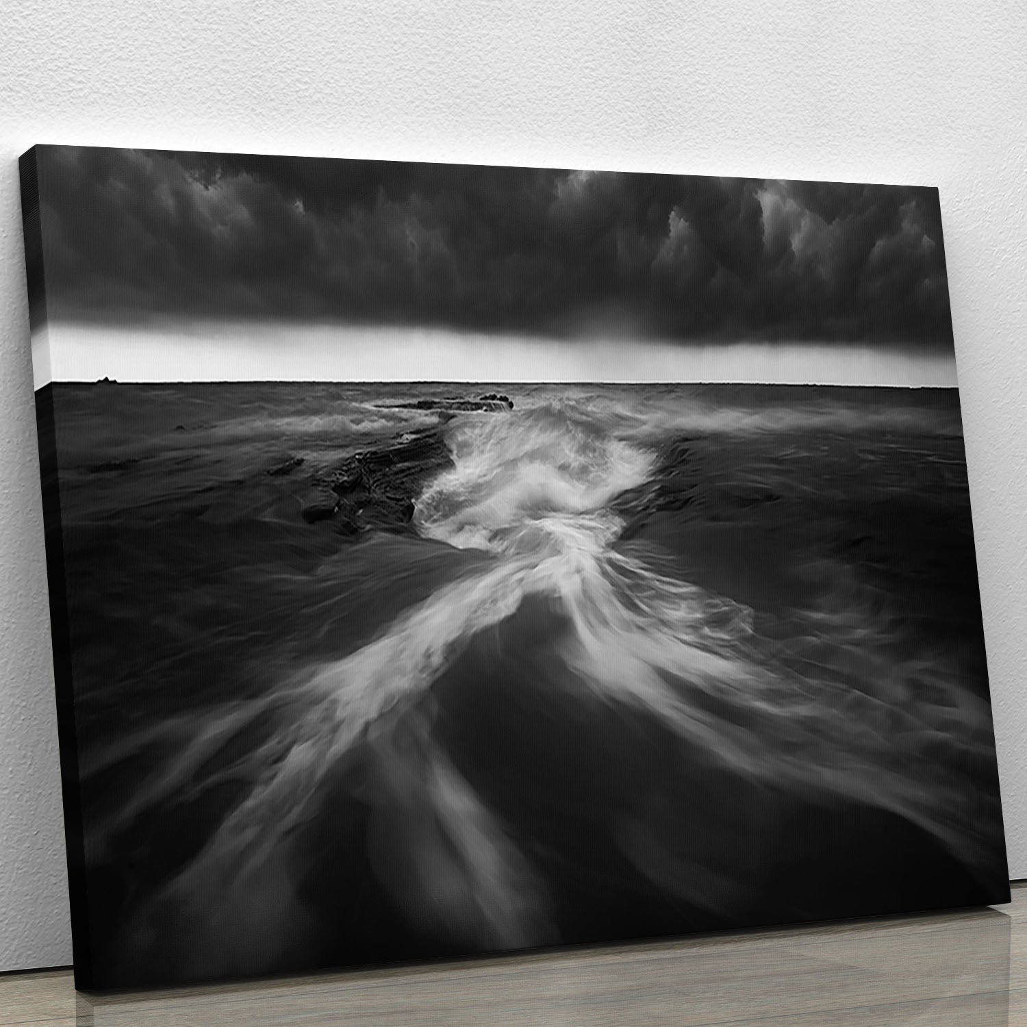 Coastline In Greyscale Canvas Print or Poster - Canvas Art Rocks - 1
