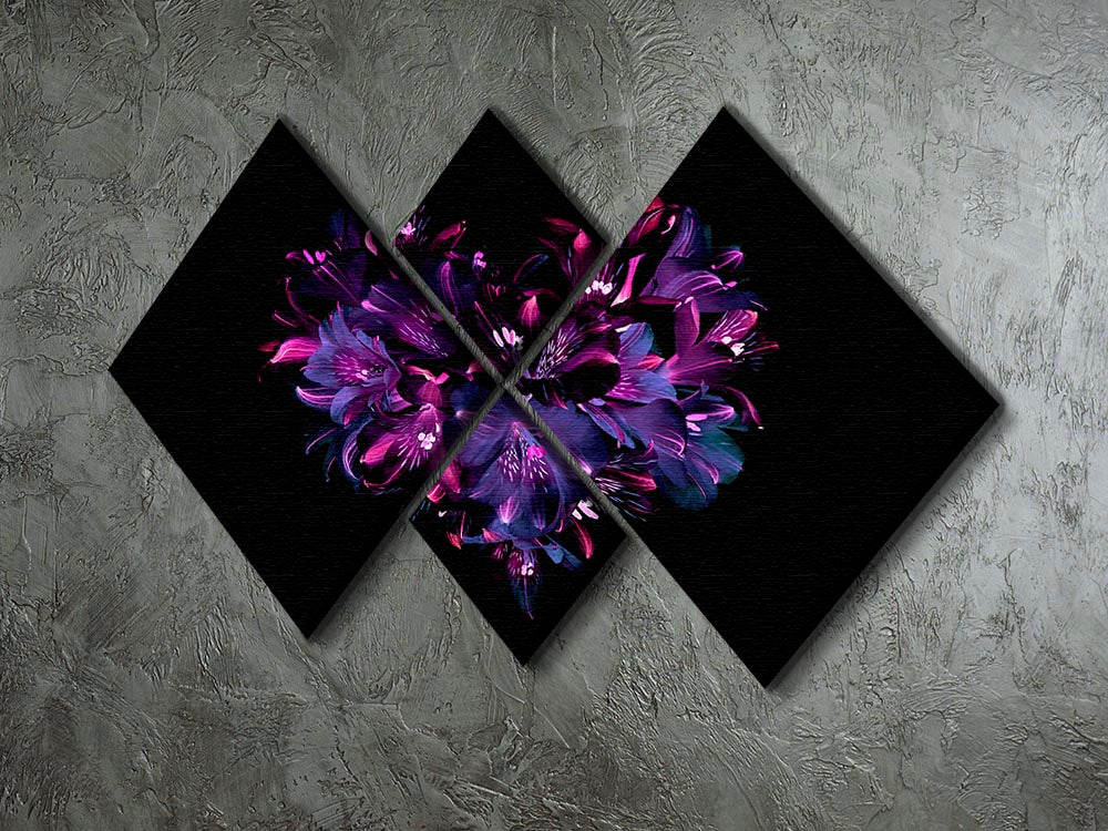 Purple Lily 4 Square Multi Panel Canvas - Canvas Art Rocks - 2
