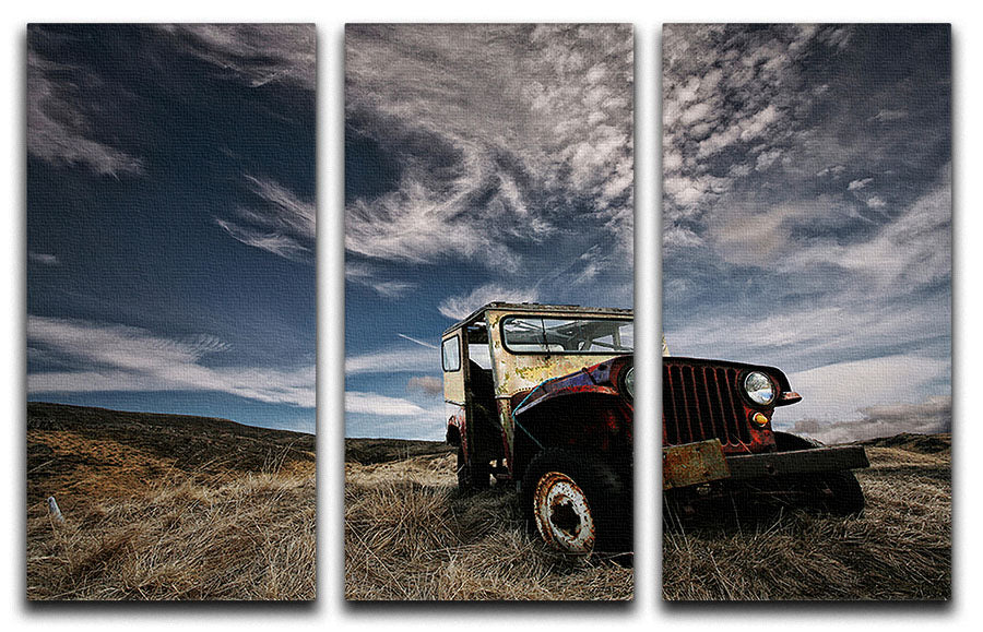Abandoned Truck On The Countryside 3 Split Panel Canvas Print - Canvas Art Rocks - 1