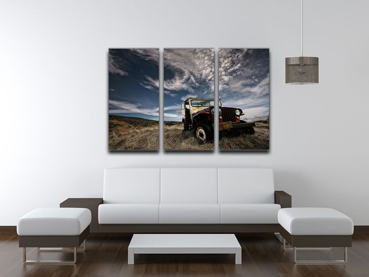 Abandoned Truck On The Countryside 3 Split Panel Canvas Print - Canvas Art Rocks - 3