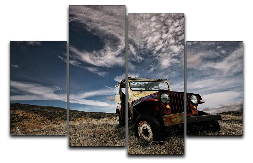 Abandoned Truck On The Countryside 4 Split Panel Canvas - Canvas Art Rocks - 1