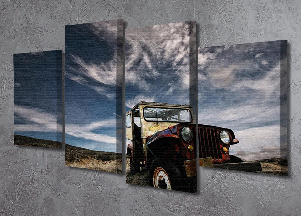 Abandoned Truck On The Countryside 4 Split Panel Canvas - Canvas Art Rocks - 2