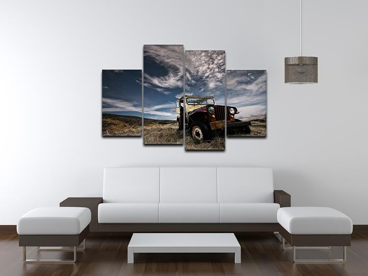 Abandoned Truck On The Countryside 4 Split Panel Canvas - Canvas Art Rocks - 3