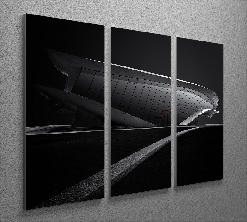 Greyscale Acrhitecture With A Glance Of Red 3 Split Panel Canvas Print - Canvas Art Rocks - 2
