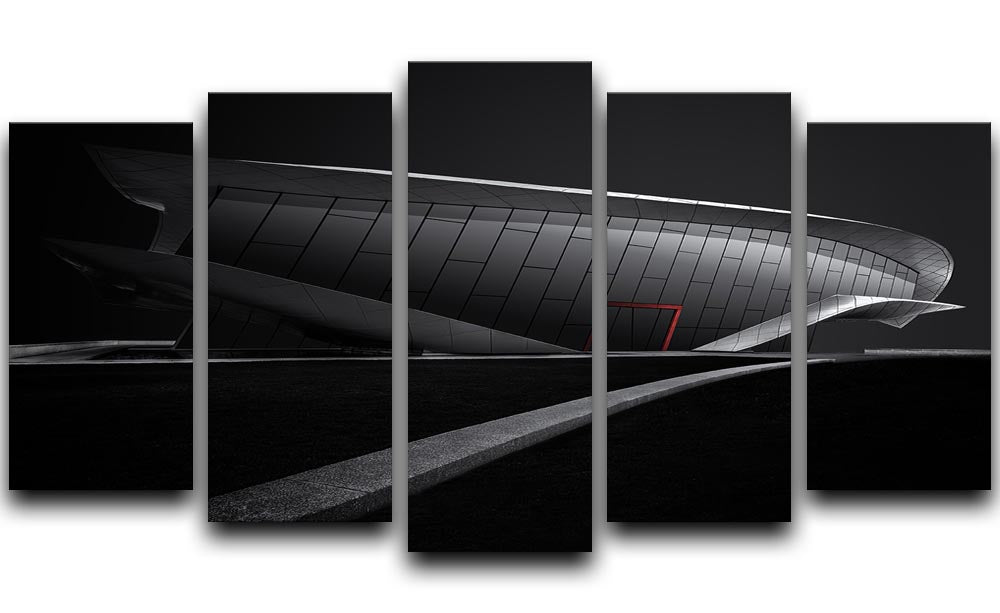 Greyscale Acrhitecture With A Glance Of Red 5 Split Panel Canvas - Canvas Art Rocks - 1