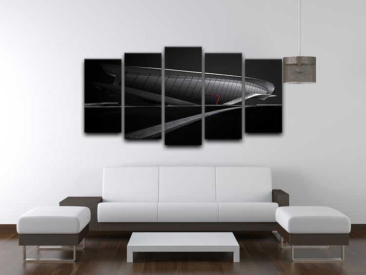 Greyscale Acrhitecture With A Glance Of Red 5 Split Panel Canvas - Canvas Art Rocks - 3