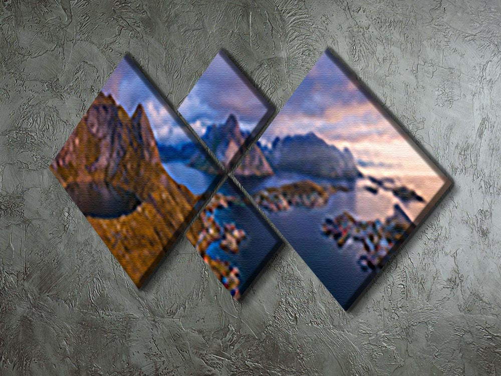 View Of Lofoten 4 Square Multi Panel Canvas - Canvas Art Rocks - 2