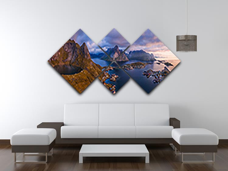 View Of Lofoten 4 Square Multi Panel Canvas - Canvas Art Rocks - 3