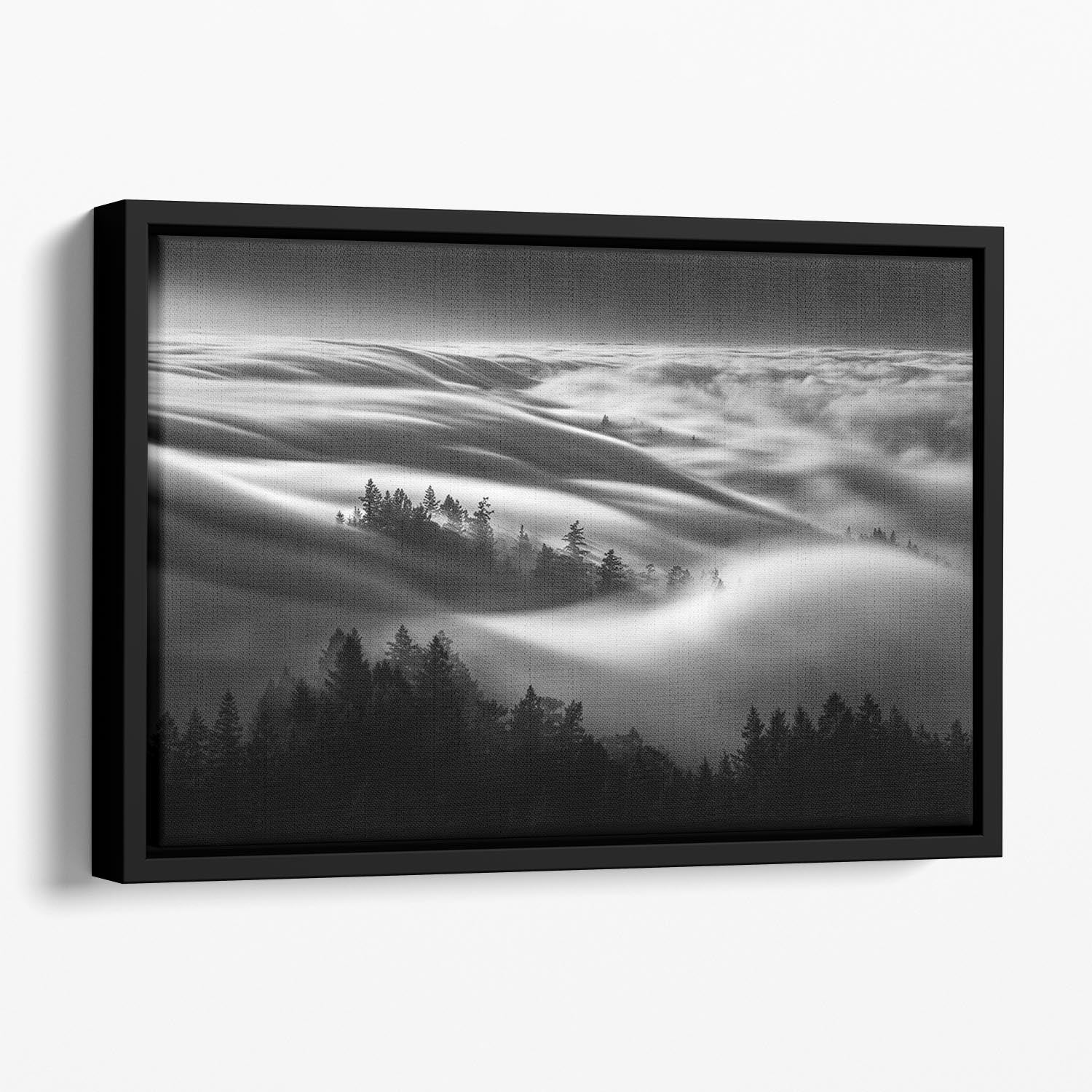Clouds Above A Forest Floating Framed Canvas - Canvas Art Rocks - 1