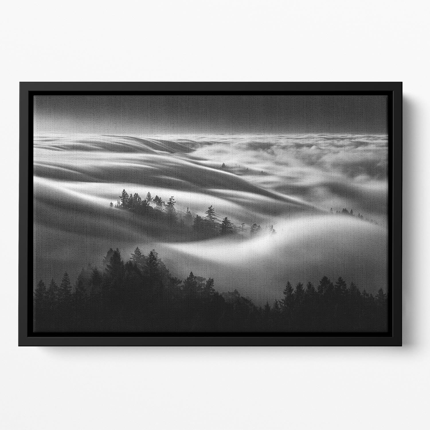 Clouds Above A Forest Floating Framed Canvas - Canvas Art Rocks - 2
