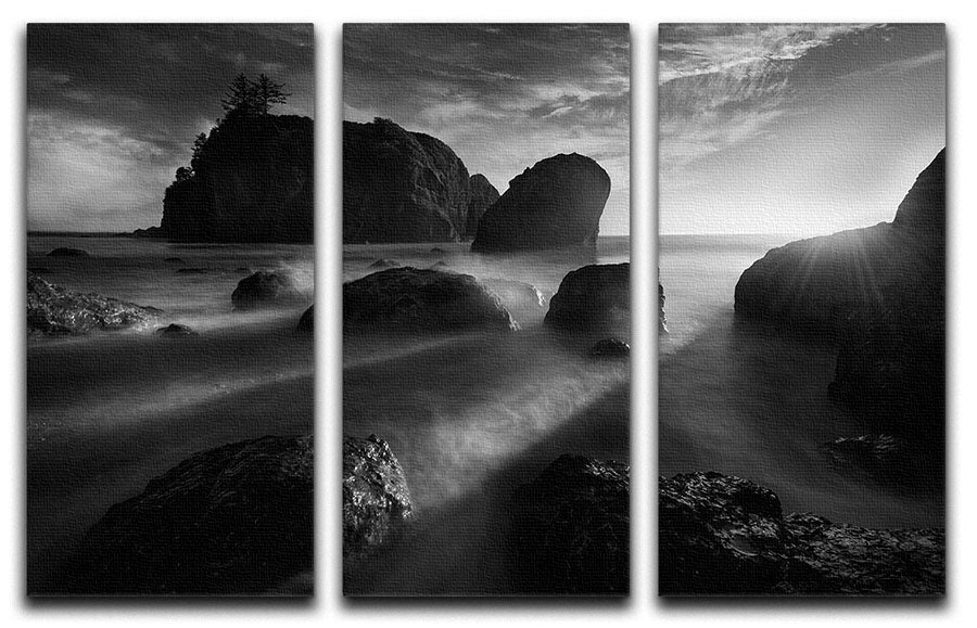 Sunbeams At The Coast 3 Split Panel Canvas Print - Canvas Art Rocks - 1