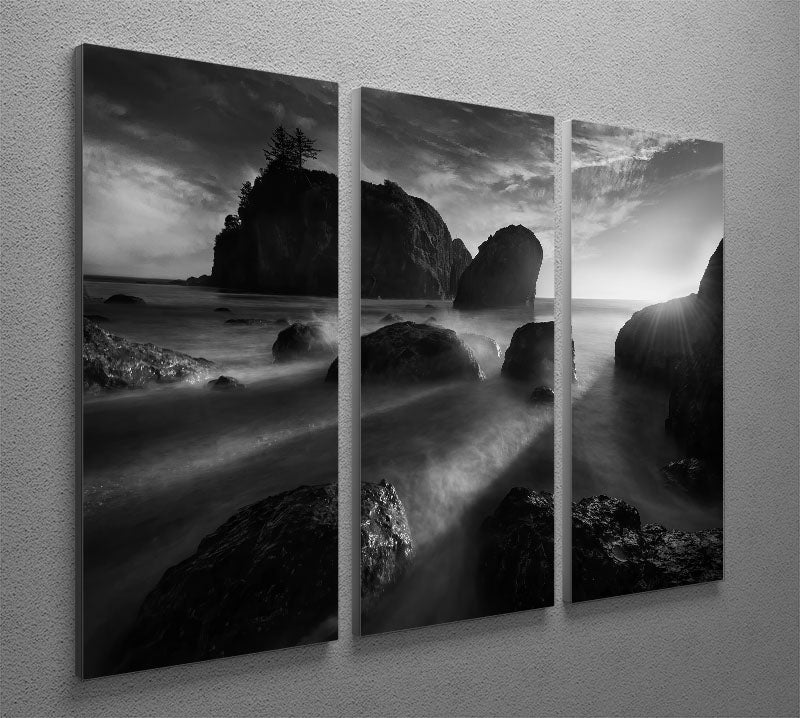 Sunbeams At The Coast 3 Split Panel Canvas Print - Canvas Art Rocks - 2