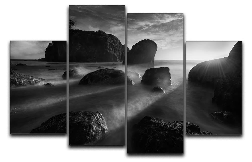 Sunbeams At The Coast 4 Split Panel Canvas - Canvas Art Rocks - 1