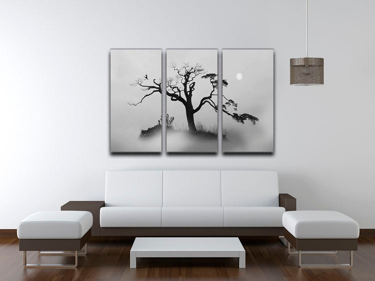 Pine tree In The Fog 3 Split Panel Canvas Print - Canvas Art Rocks - 3