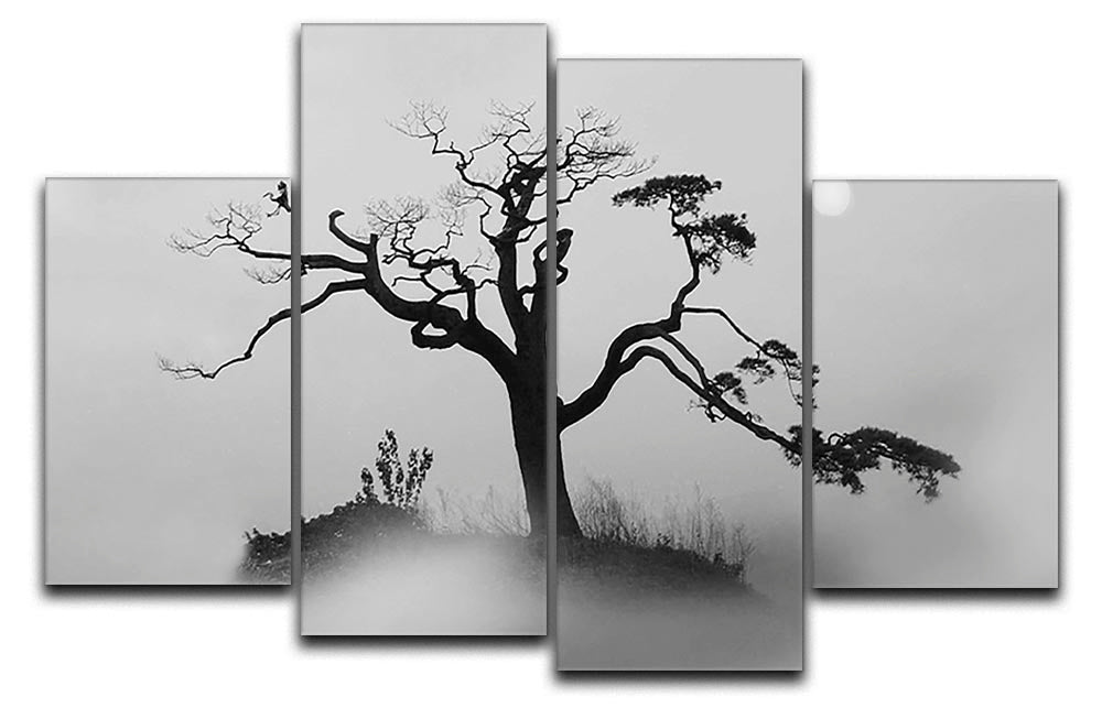 Pine tree In The Fog 4 Split Panel Canvas - Canvas Art Rocks - 1