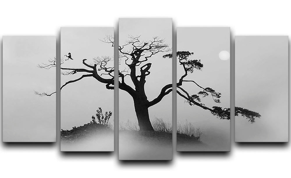 Pine tree In The Fog 5 Split Panel Canvas - Canvas Art Rocks - 1
