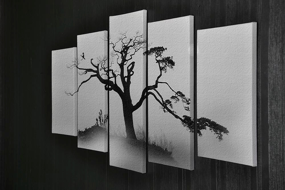 Pine tree In The Fog 5 Split Panel Canvas - Canvas Art Rocks - 2